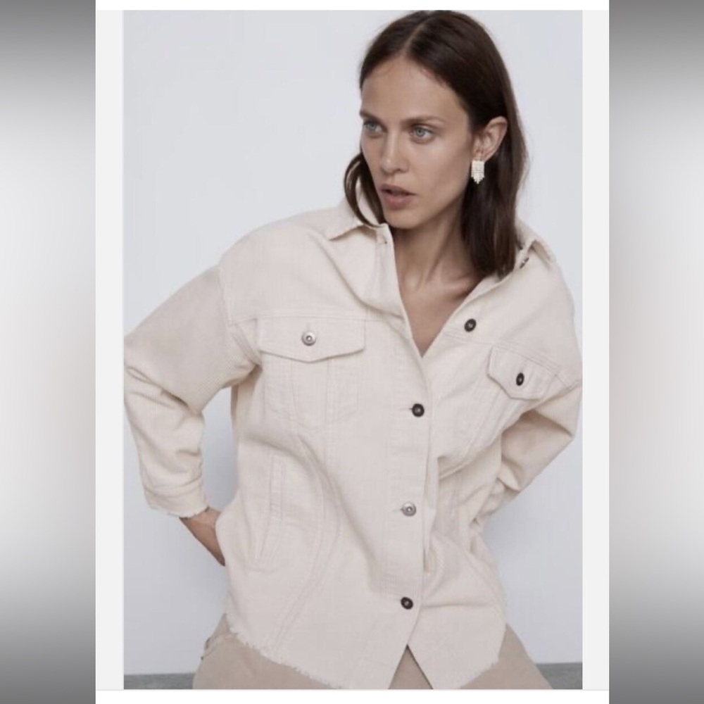 Zara Cream Corduroy Ribbed Jacket